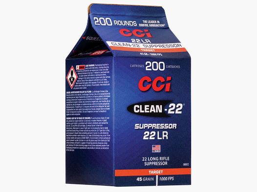CCI Clean-22 Suppressor .22 LR 45GR LRN 200 cartouches