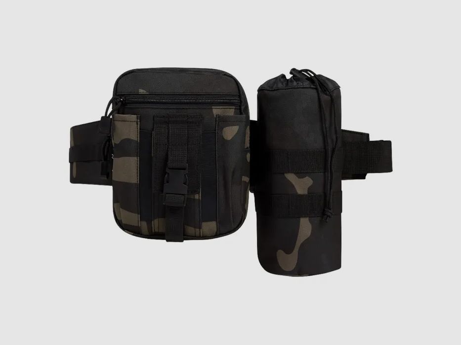 Brandit Taillengürtel "Allround" mit Tasche + Flaschenhalter - Dark Camouflage