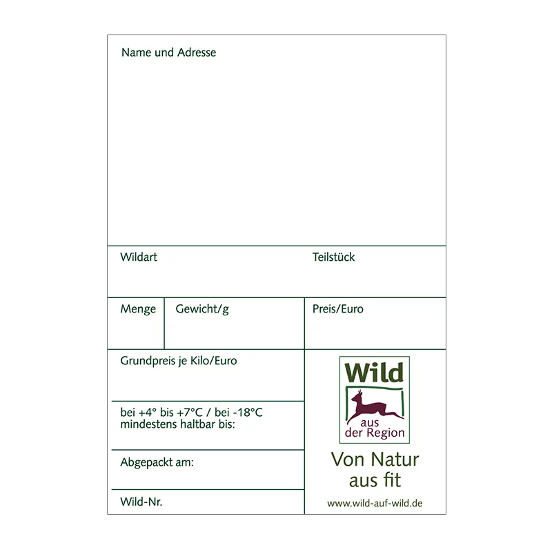 Tiefkühletiketten "Wild aus der Region" (80 Stück)