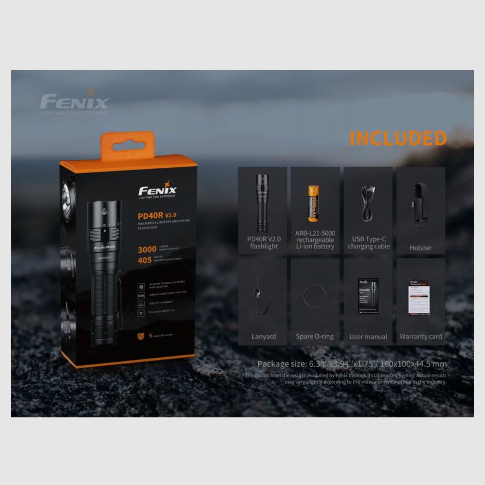 Fenix FEPD40V2 Taschenlampe PD40R V2.0 LED Taschenlampe
