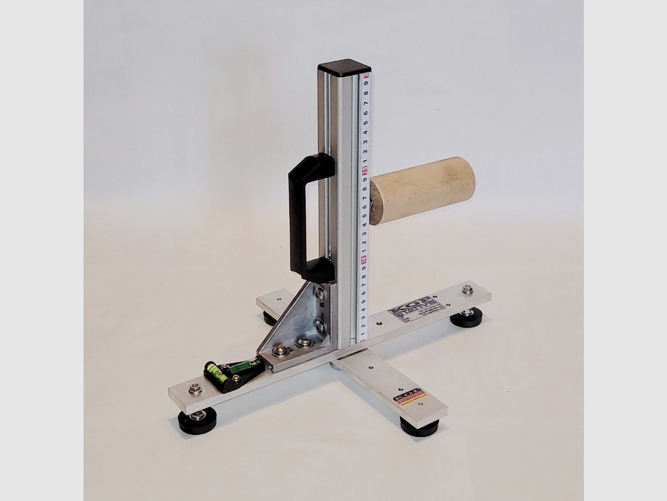 KGF Auflagestativ - Auflageständer Alu X-300-Pro mit Buchenholz-Auflage, klappbar, Waage, Griff und Maßband