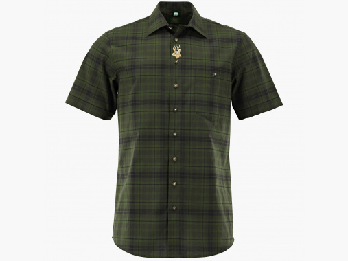 OS Trachten Heren Korte Mouwen Shirt Hertenhoofd | 41/42