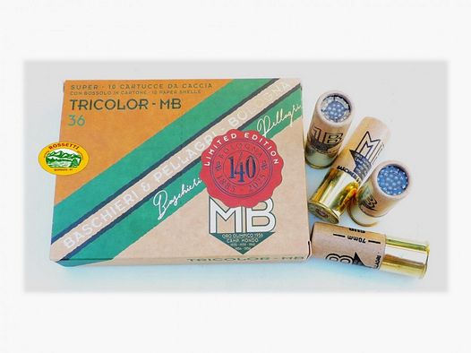 BASCHIERI & P. Patronen TRICOLOR vintage Avana Kal.12 gr.36 pb.6