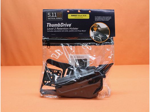 5.11 ThumbDrive Holster (50026) 019 Noir: Glock 34/35 gauche noir