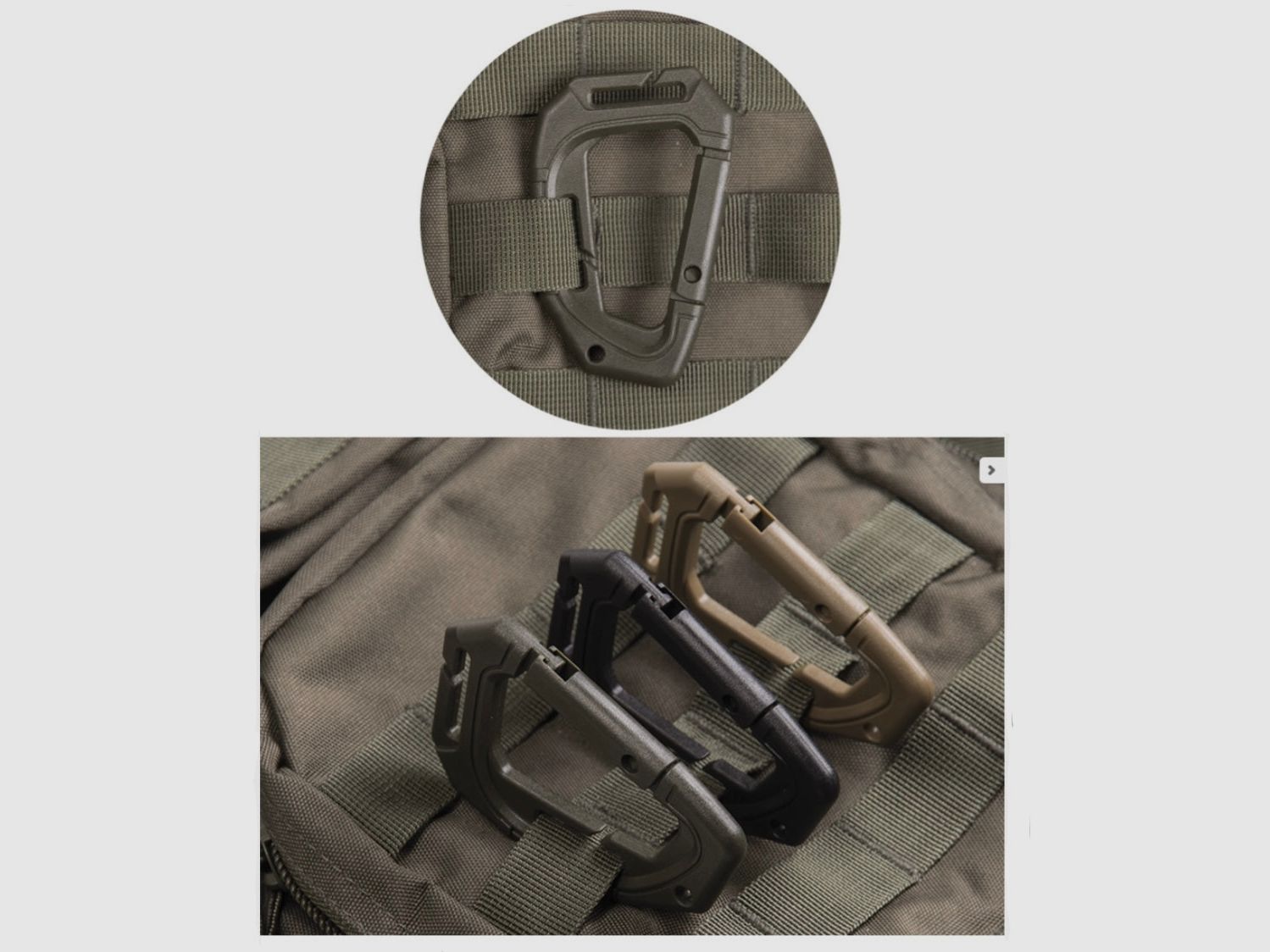 MOLLE Taktische Karabiner GRÜN OLIV (2er Set), Bild 2 von 2