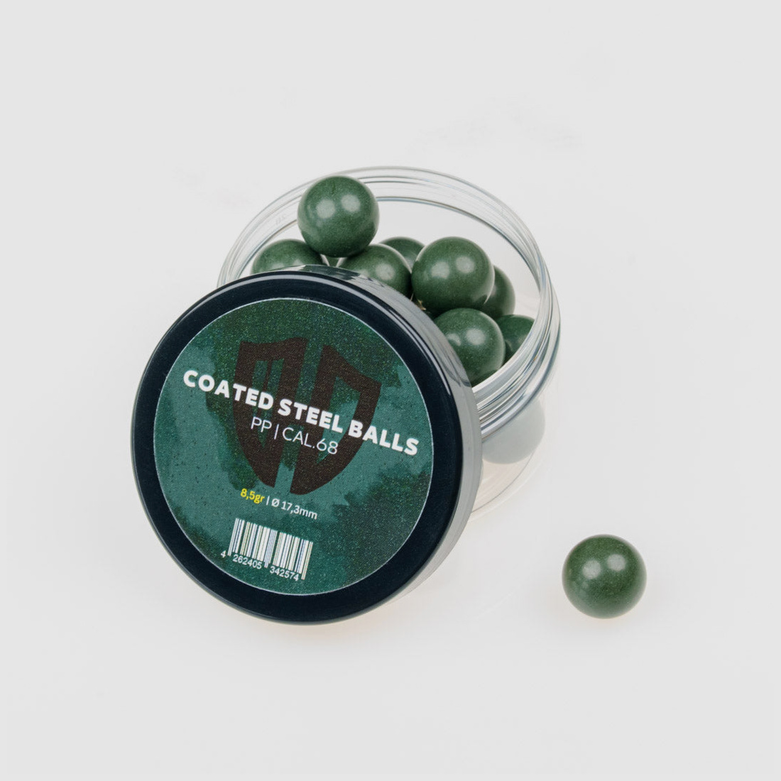 BOLAS DE ACERO RECUBIERTAS | PP | 8,5gr. | Núcleo de acero con recubrimiento de plástico | 17,3mm | HDR68 | HDS68 | HDX68 | HDB68 | Pistola X-68 | TC 68 | Cal.68