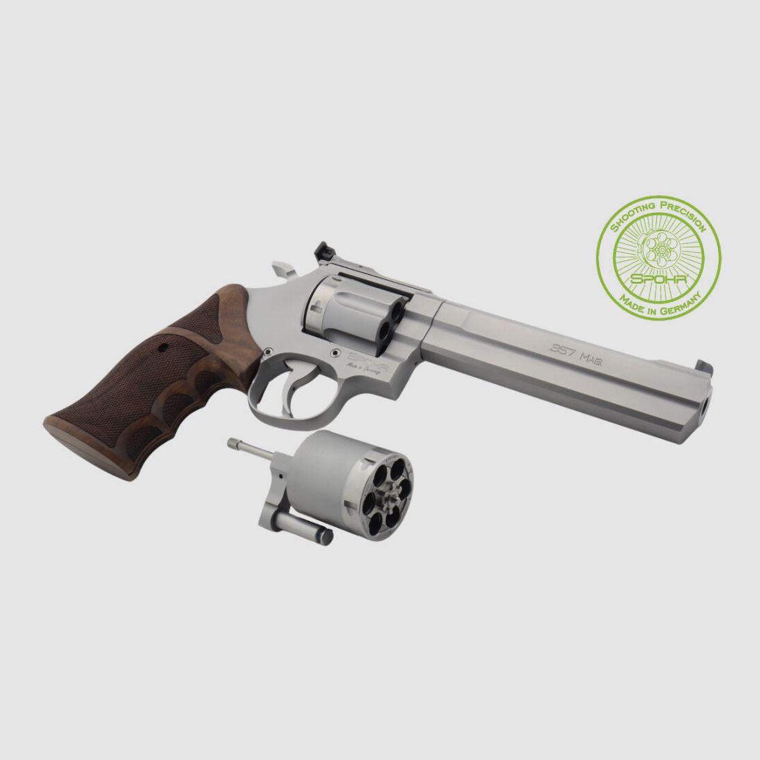 SPOHR L562 Standaard 6.0 RVS 6" Revolver met verwisselbare trommel 9mm Made in Duitsland