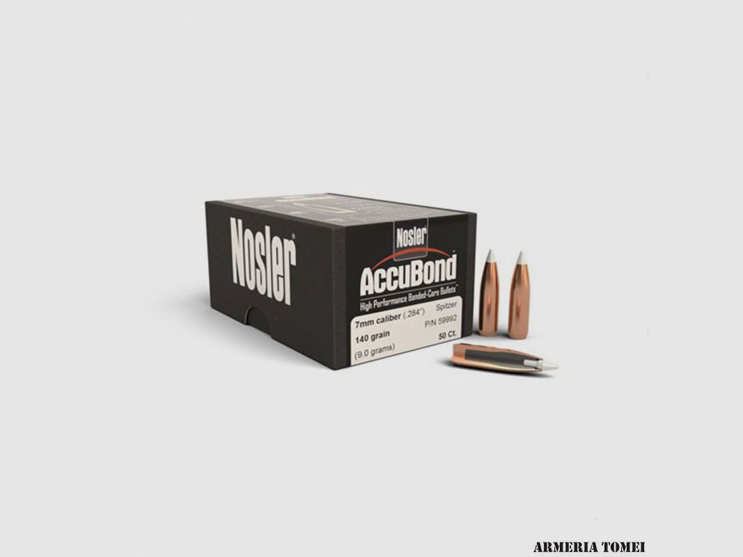 GESCHOSSE – NOSLER – ACCUBOND 7mm Kaliber (.284″) Spitzgeschoss 140 Grain (9,0 Gramm) (50 Stück)