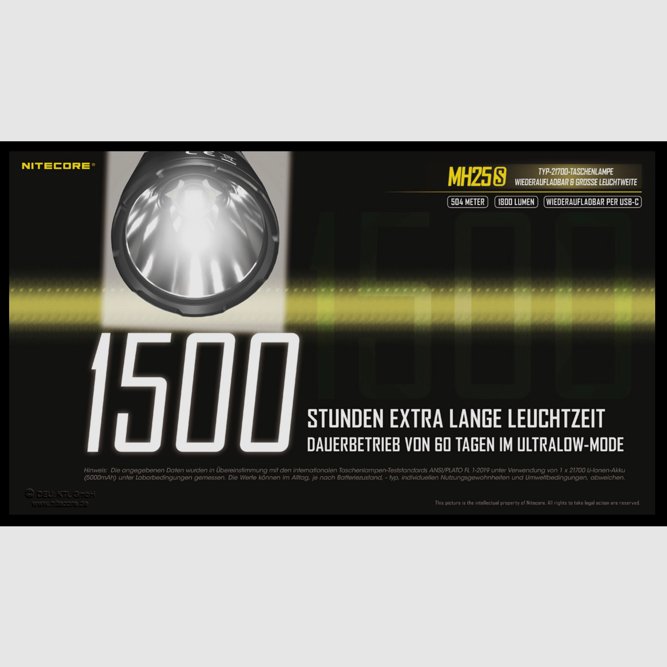 Nitecore MH25S LED Taschenlampe 1800 Lumen