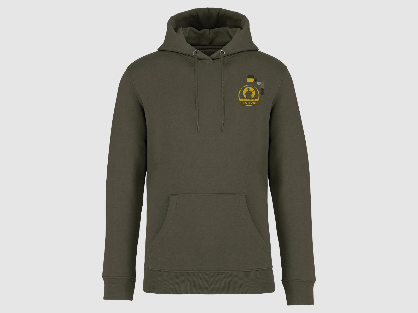 Geartester Festival Bio Hoodie, kleines Logo