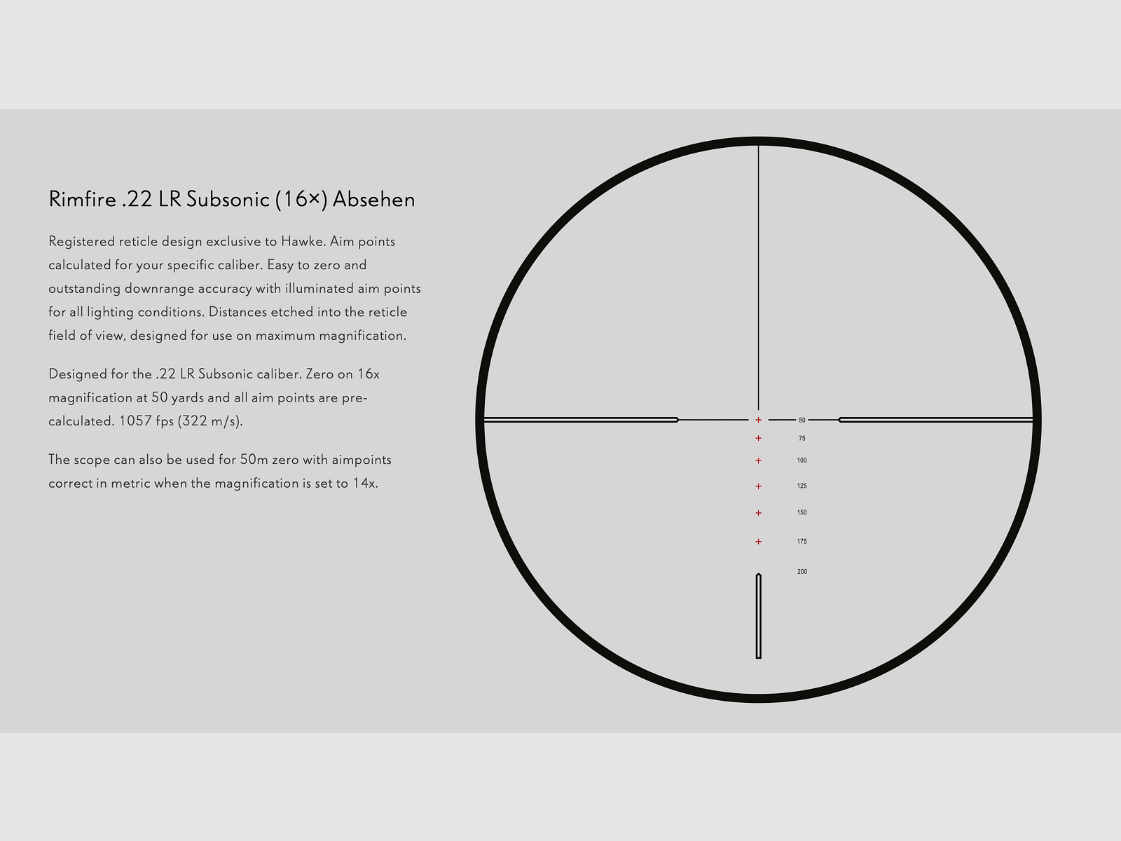 HAWKE 14293 riflescope 30 WA SF IR 4-16x50 RIMFIRE .22 SUBSONIC RETICLE