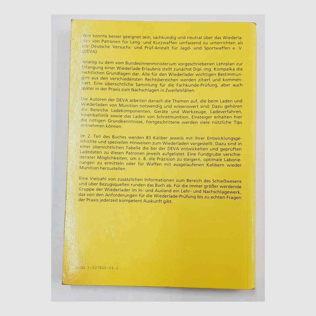 DEVA Buch über das Wiederladen von der DEVA, 2. Auflage