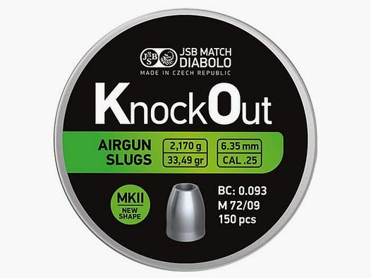 JSB Knock Out Slugs MKII HP 6,35mm (.25) – 2,17 Gramm/33.49 Grain