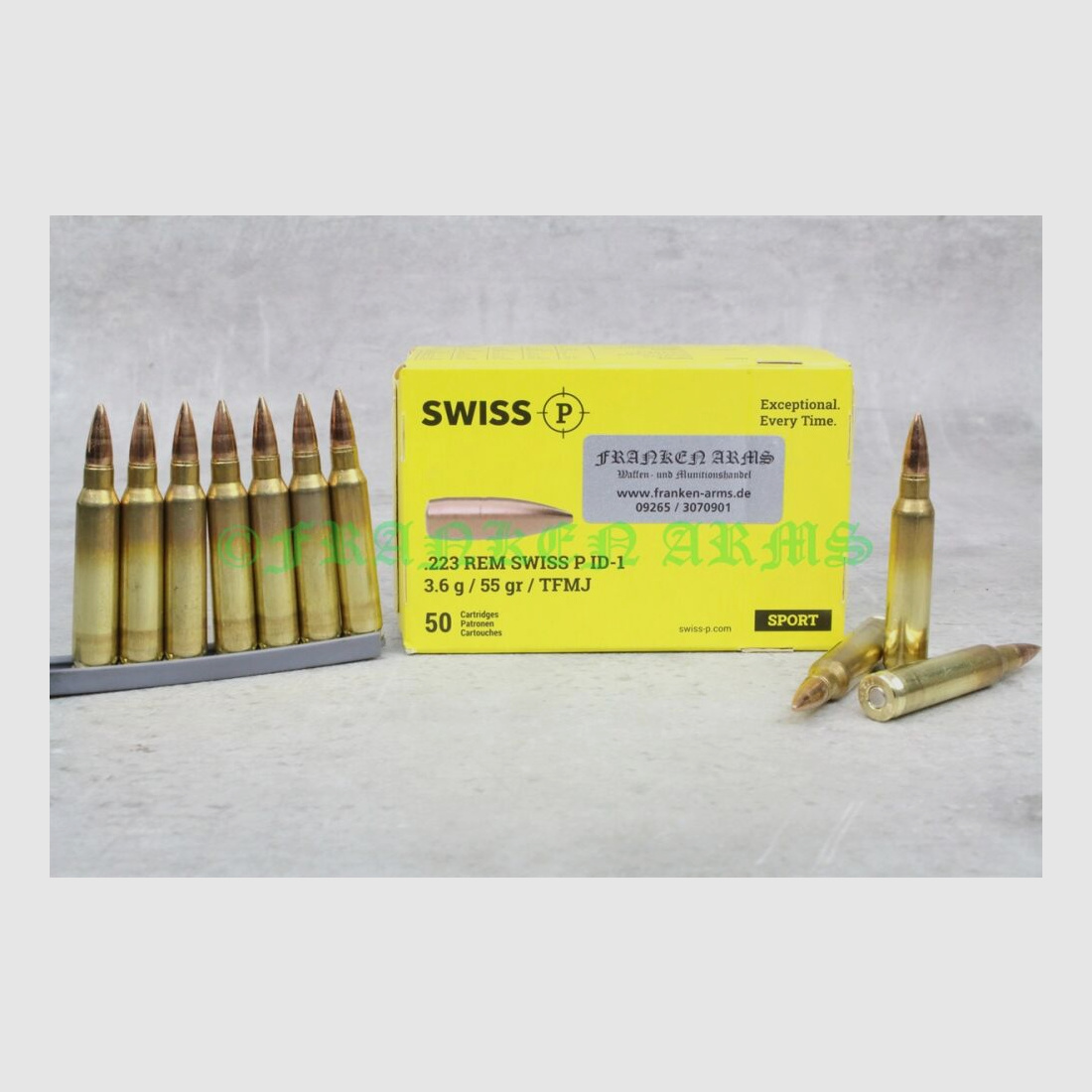Swiss P .223 Rem. ID-1 FMJ 55gr. 3,6g 50 Stück Staffelpreise