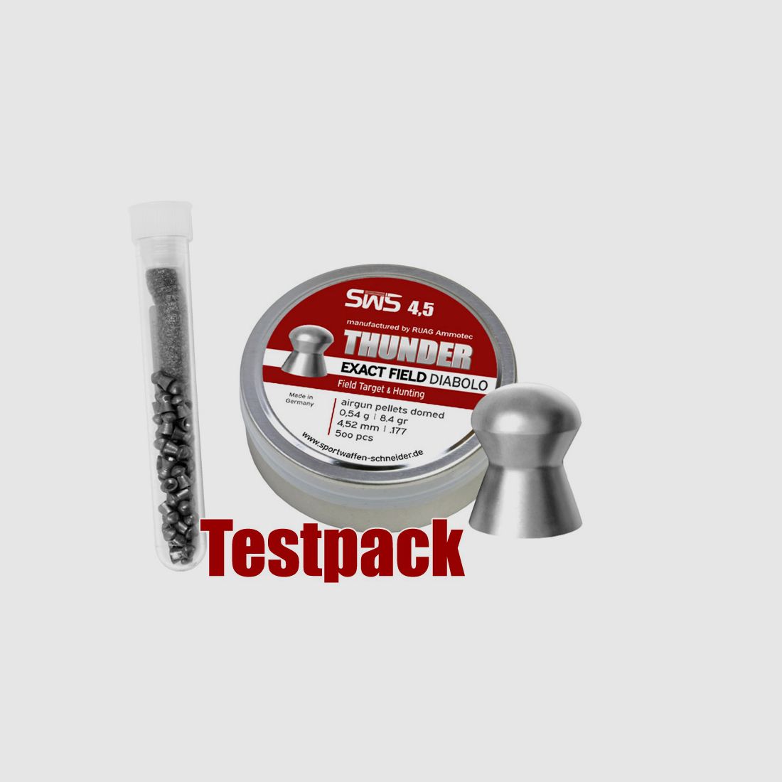 Testpack Rundkopf Diabolos SWS Thunder Exact Field Kaliber 4,52 mm 0,54 g glatt 40 StĂĽck