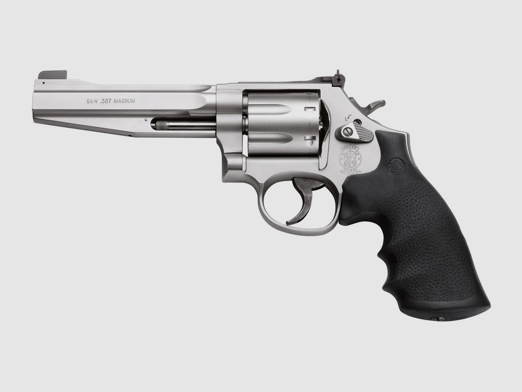 Smith & Wesson Revolver ‚Pro Series‘ Mod. 686 con Full Moon Clips 5′ .357Mg. Inox, Bild 1 von 2