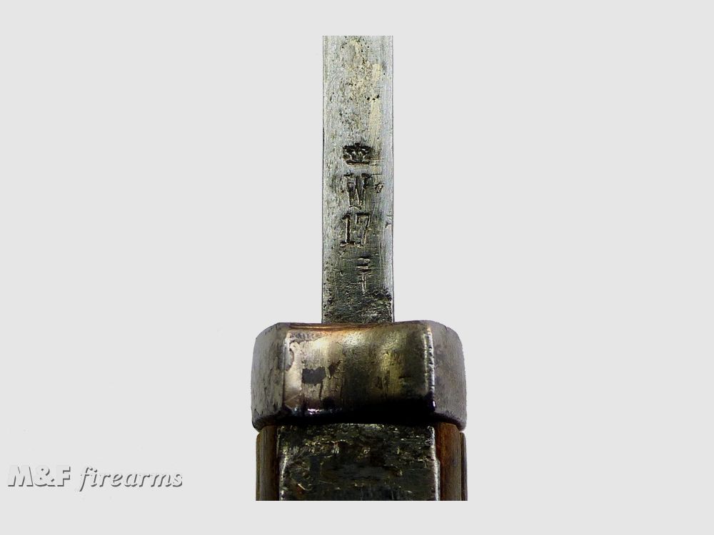 Deutsches Bajonett WK I SG (= Seitengewehr) 84/98 n.A. Typ II passend für Gew. 98 Kar. 98a K 98k Doppelhersteller W 17