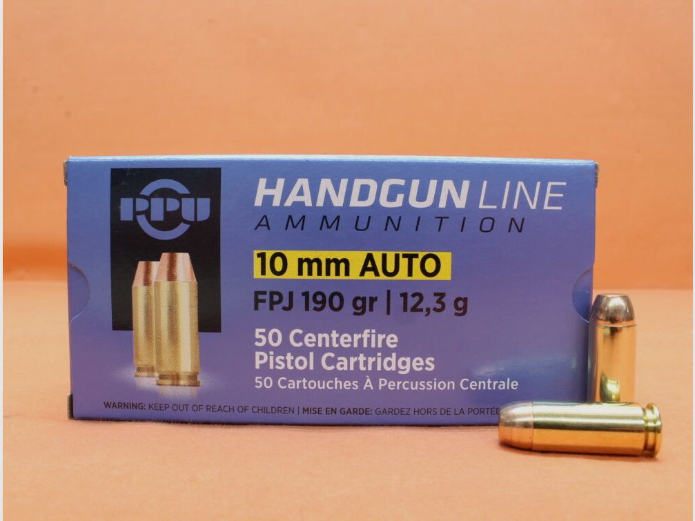 Prvi Partizan Patrone 10mmAuto Prvi Partizan 190grs FPJ (A-195) VE 50 cartucce/ 12,3g palla piena a testa piatta