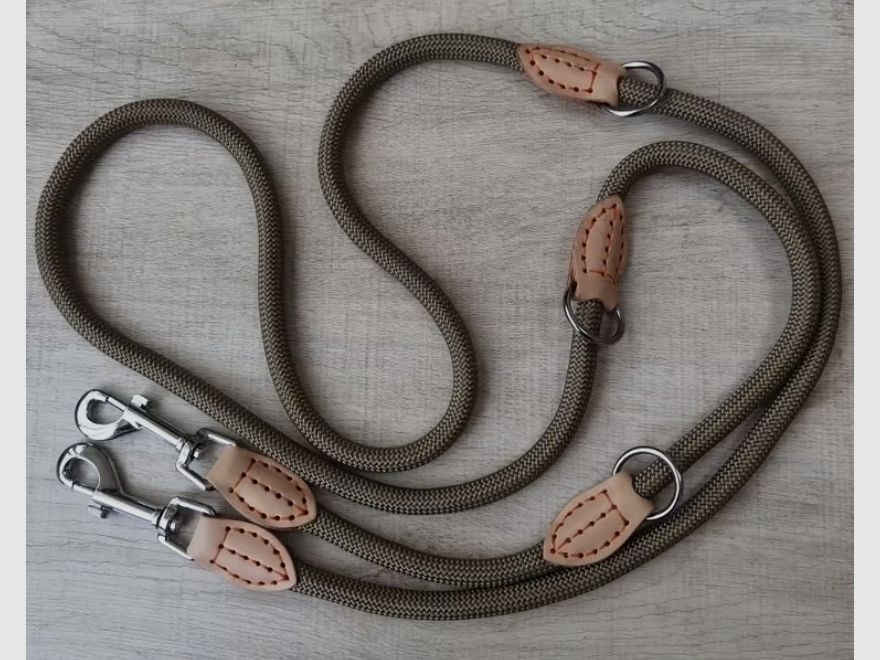 Guinzaglio multifunzionale con regolazione a tre vie - Colore: Khaki