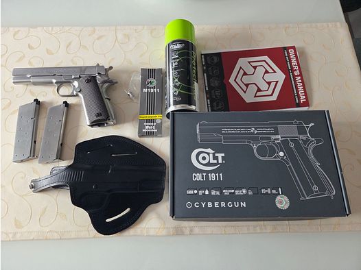 Cybergun / AWC Colt 1911A1 Full Metal GBB 6mm BB argento