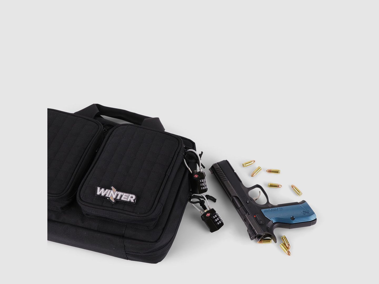 Winter Pistolentasche W8 für 2 Kurzwaffen – 8 Magazinhalter, 1000D, abschließbar (Night)