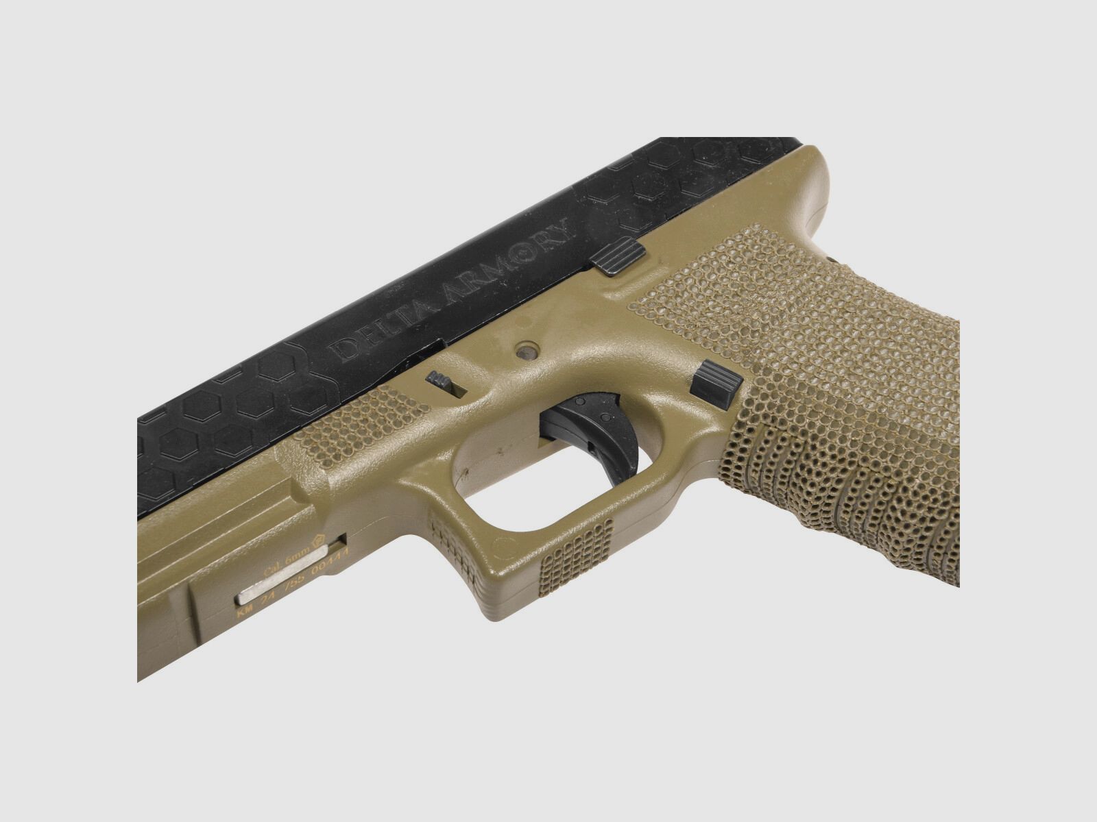 P03 GBB Airsoft Pistol with Grip Stippling in Olive | Delta Armory