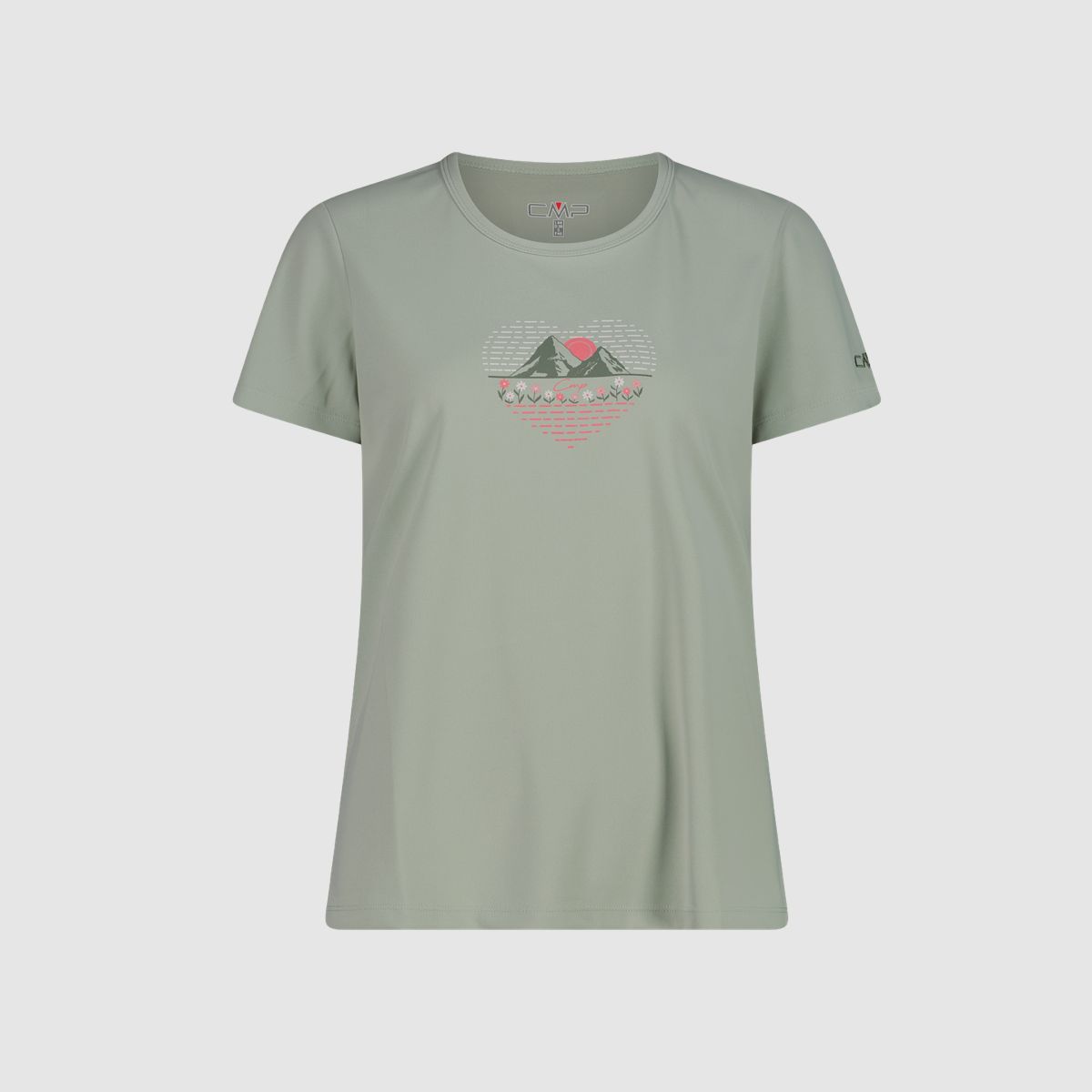 CMP Damen-T-Shirt aus Piqué mit Print vorne Pistacchio