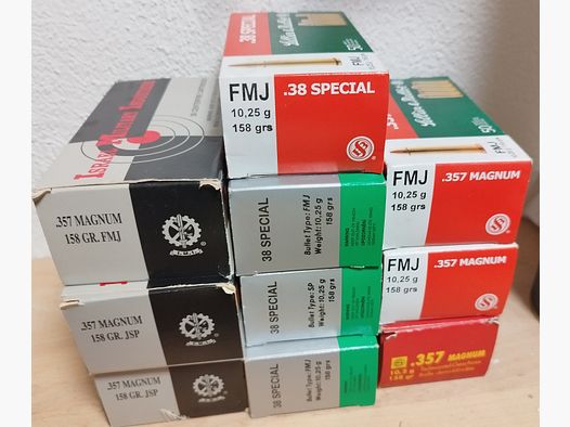 22 Long, 9mm, 38, 45 ASP, 357 Magnum und 12/76