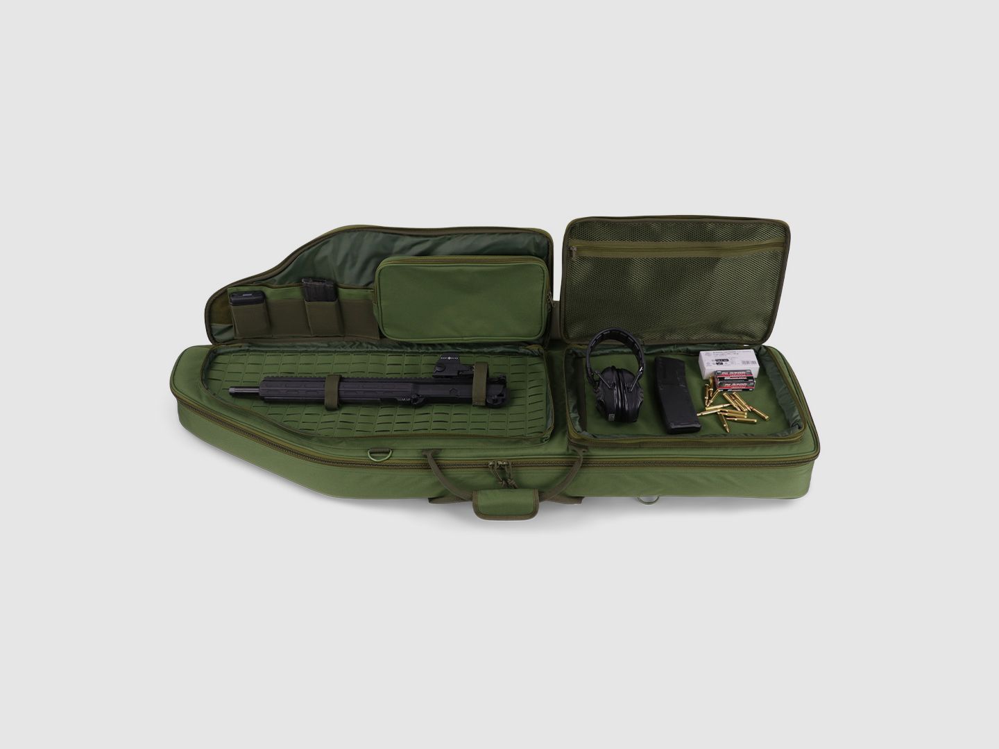 Housse d'arme d'hiver Olympic 130 cm – Laser-Cut MOLLE, Shockcord, système de transport de sac à dos, nylon 1000D (Forest)