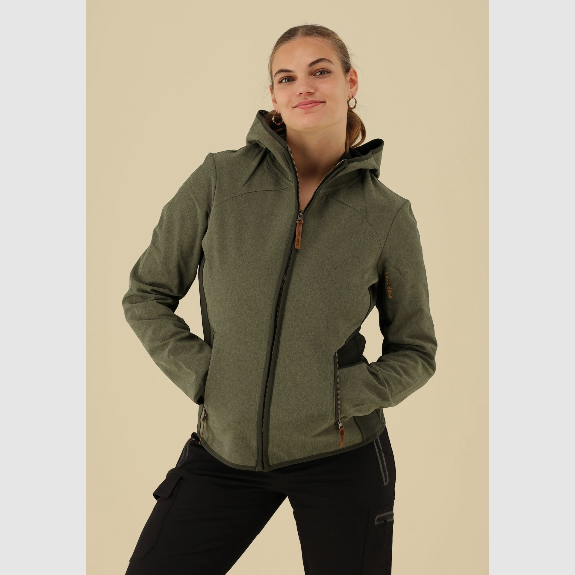 Tom Collins Chaqueta softshell para mujer con capucha – Verde oliva, imagen 3 de 5