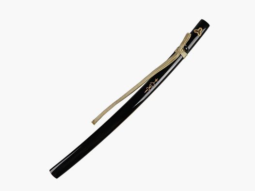 Saya Schwertscheide fr Katana Schwarz Gold mit Gravur und Sageo