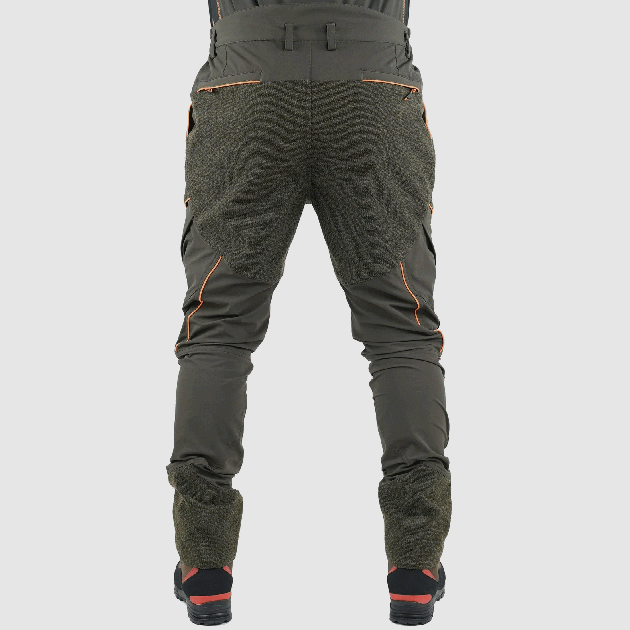 PANTS – MASSERIA – SPANDEX WITH REINFORCEMENTS Olive / Orange Fluo, image 3 of 3
