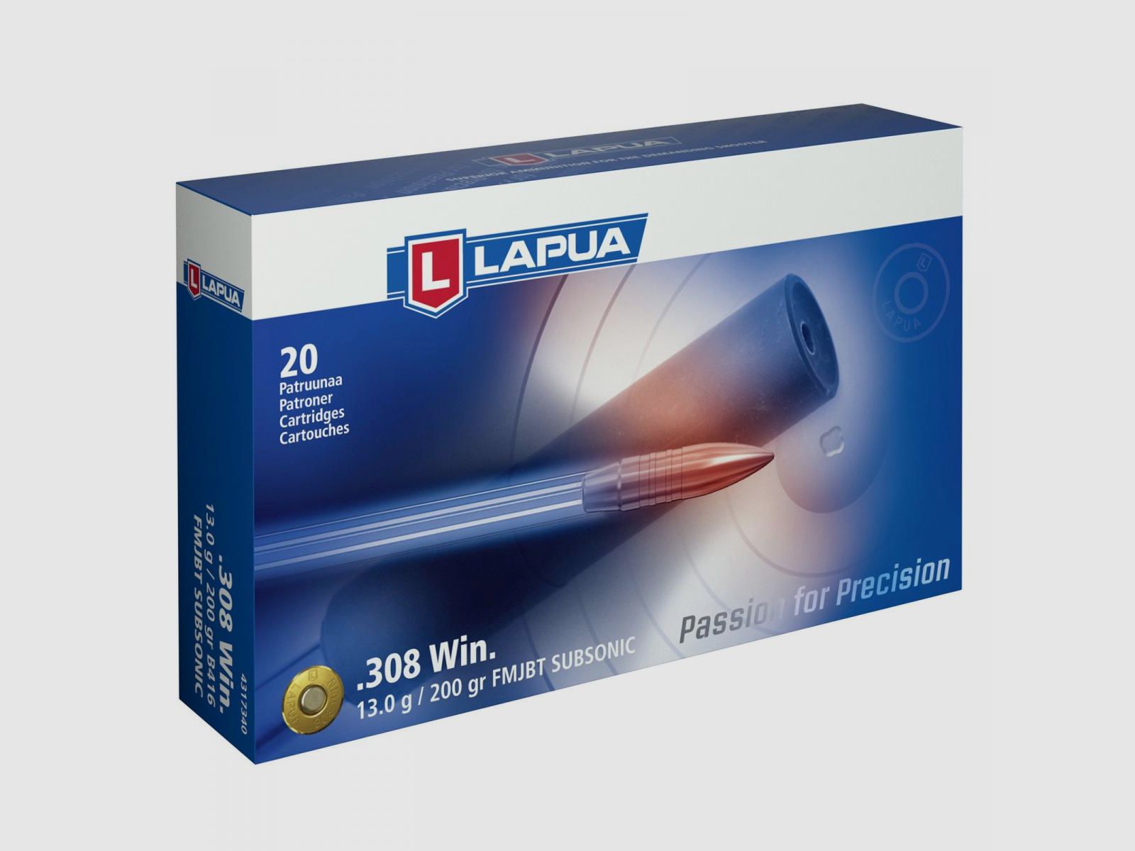 Lapua .308 Win. 200GR VM Subsonic 20 Patronen