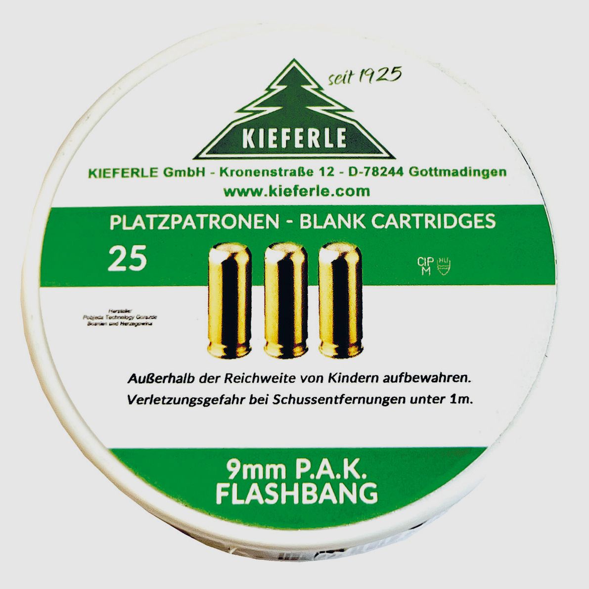 Cartuchos de fogueo calibre 9mm P.A.K. para pistolas