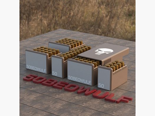 Filamelt Munitionsbox / Ammo Box .50 Beowulf – Patronenbox ‘Schiebedeckel’ – 10 / 20 / 25 / 50 Runden