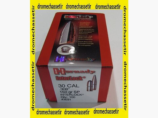 boite 100 ogives hornady cal 30 (0.308), Interlock SP 150 Grains, ref 3031