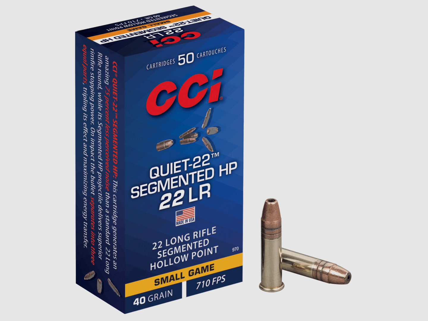 CCI 22LR Quiet-22 Segmented HP 40 grains – Doos van 50 patronen