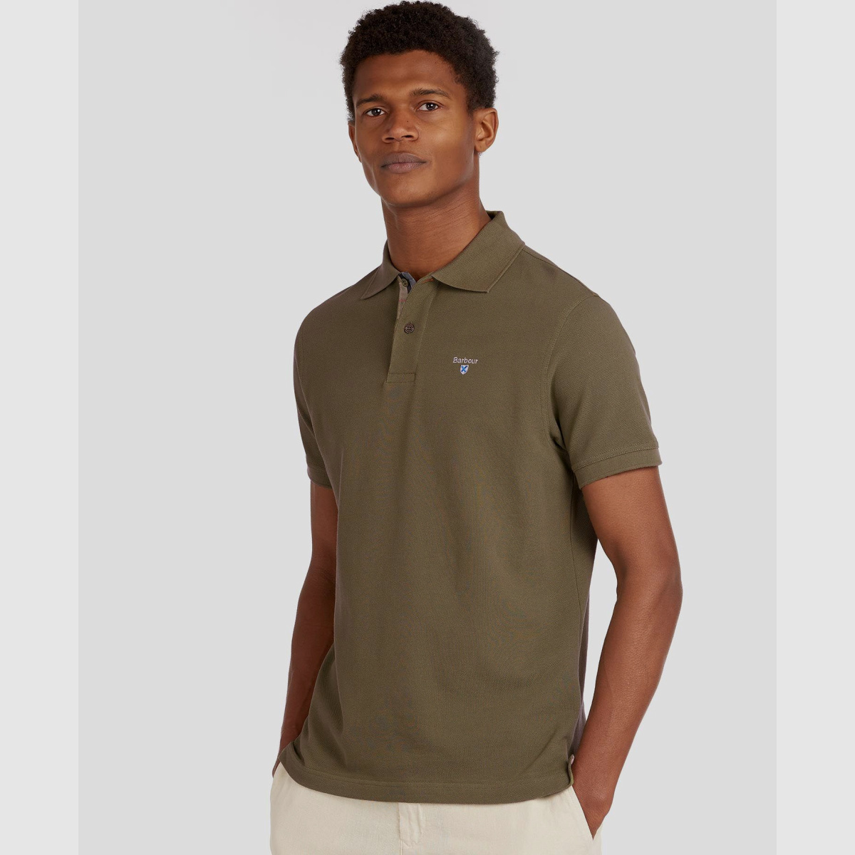 BARBOUR Poloshirt Tartan Pique Dark Olive Classic