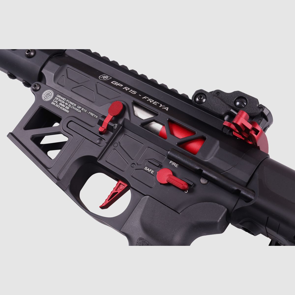 GP R15 FREYA ALPHA Full Skeleton PDW 13" gen.2 M-LOK Czarny/Czerwony S-AEG 18+ -F- | Delta Armory