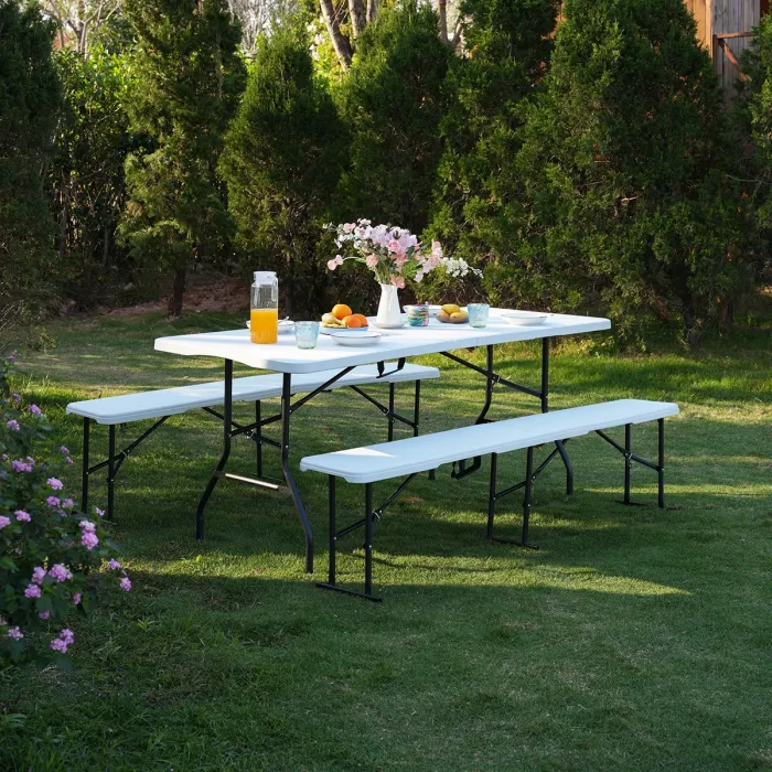 NC3404 Folding Garden Bench 183cm in White, image 3 of 8