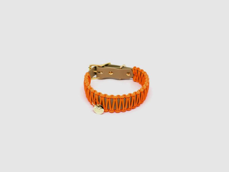 Stilhütte Halsband Biothane Paracord 'cognac/orange'