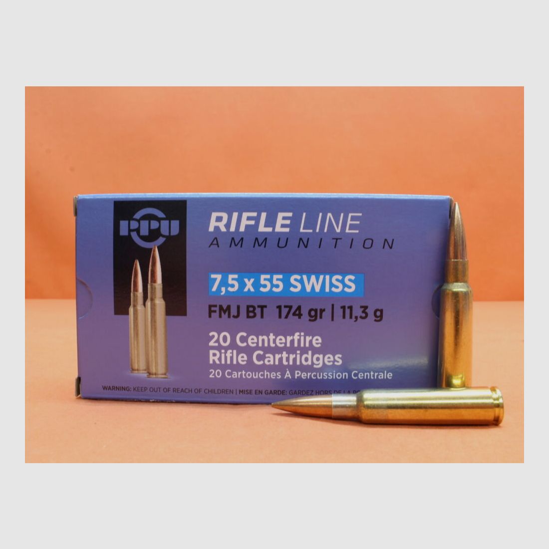 Prvi Partizan Patrone 7,5x55 Prvi Partizan 174grs FMJ-BT VE 20 Patronen (A-345)/ 11,3g Vollmantel-Torpedoheck
