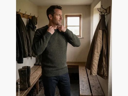 Maglione a collo rotondo Treeland marrone in lana e acrilico