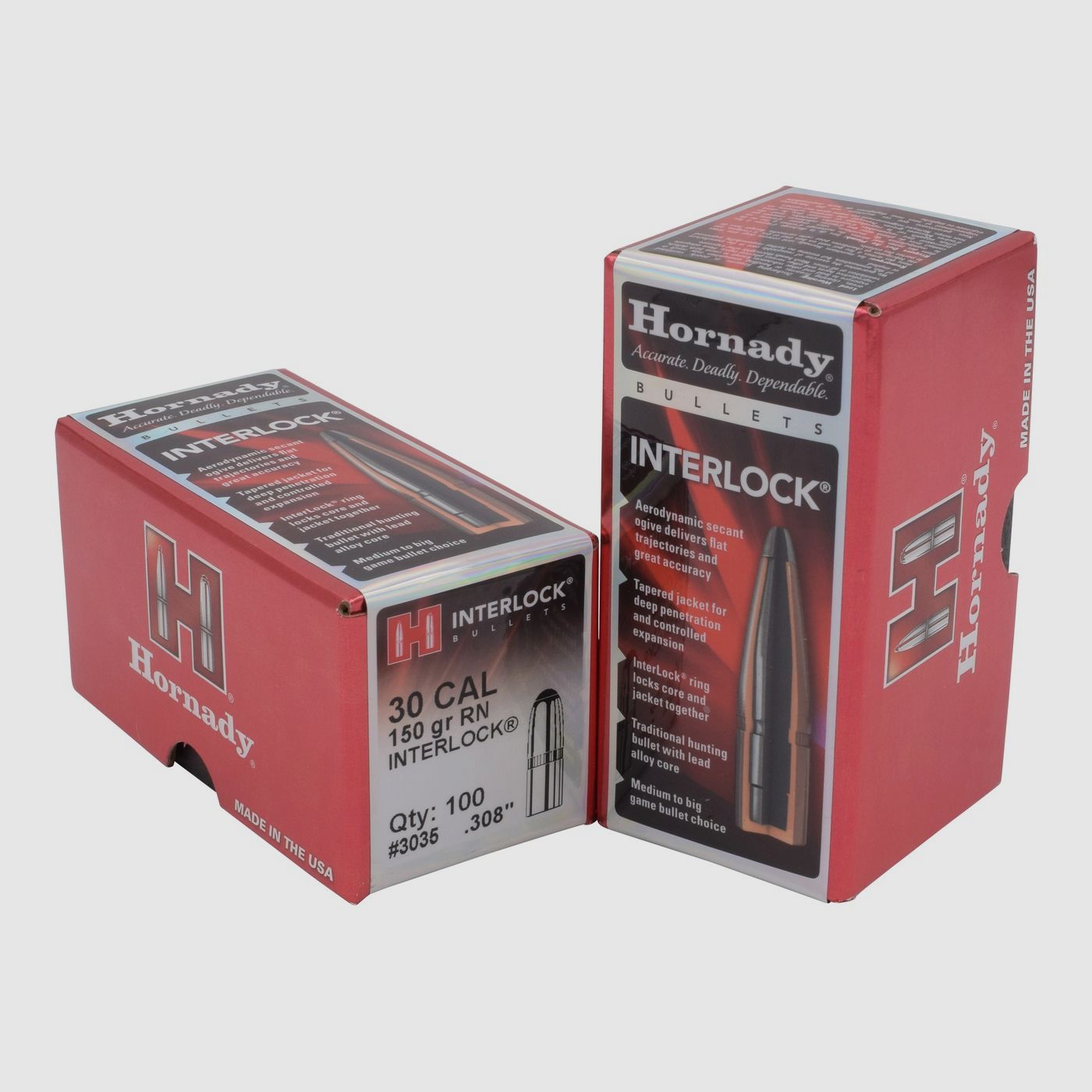Hornady BULLETS .30/.308 150GR INTERLOCK RN – 100 Stk.