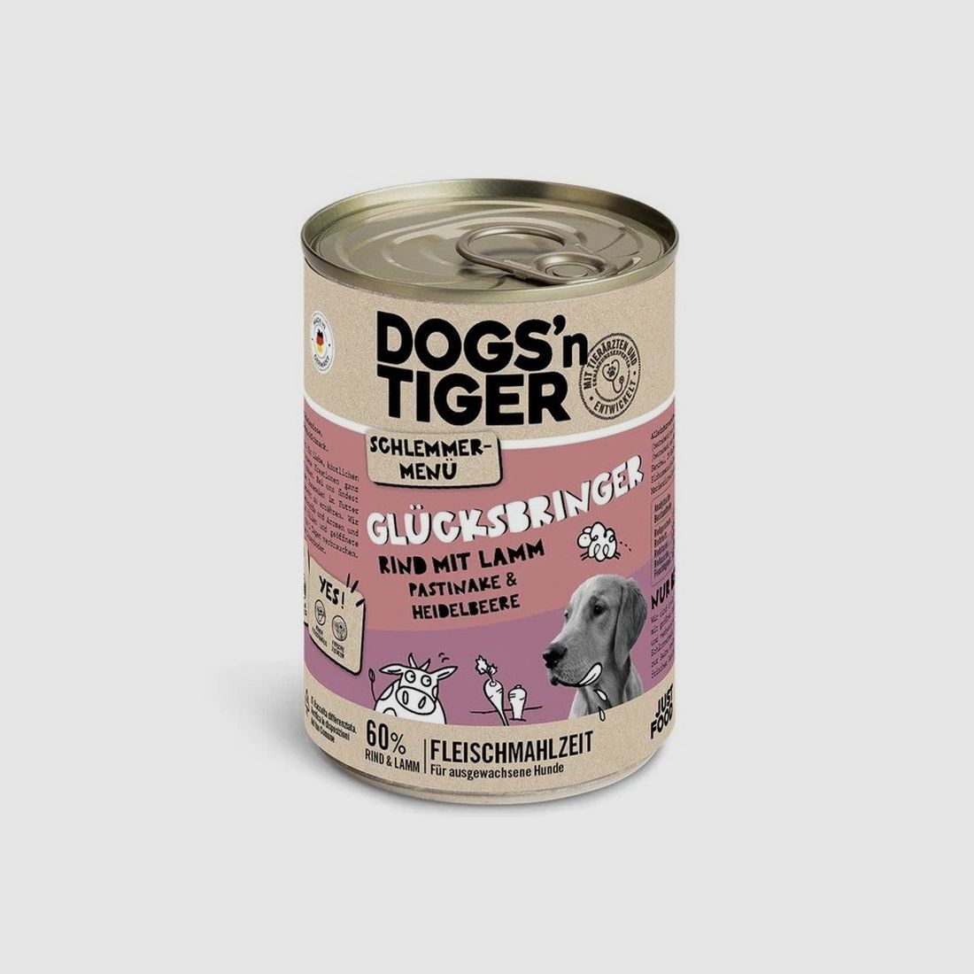 Dogs'n Tiger Hunde Nassfutter Glücksbringer Rind & Lamm 400 g