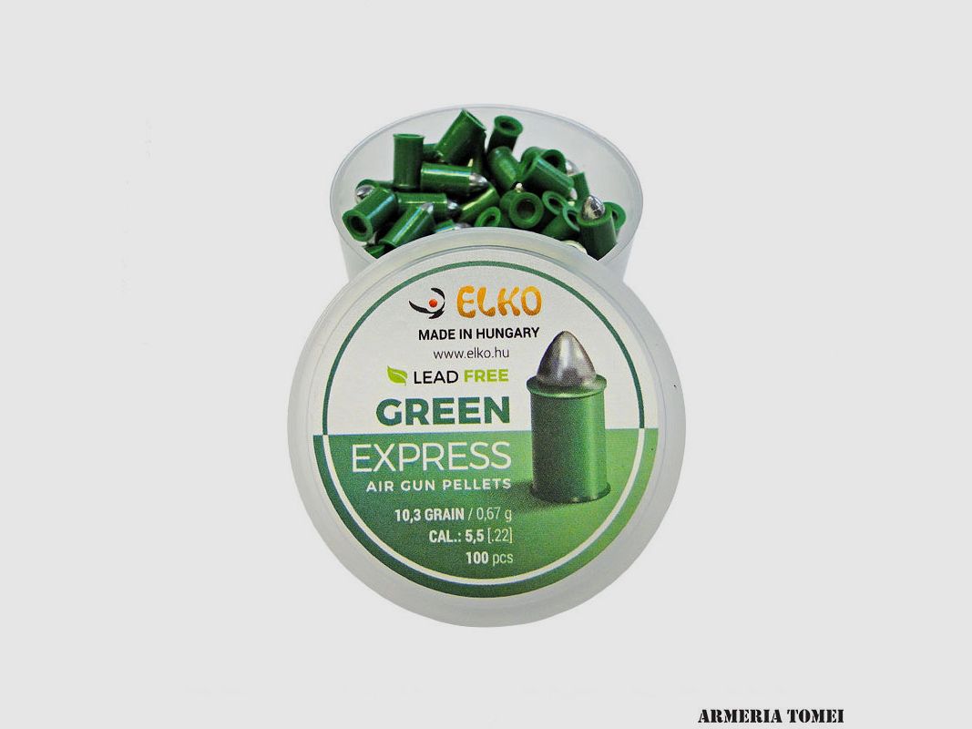 KOGELS DRUKLUFT – ELKO – GREEN EXPRESS CAL .5,5 MM ( .22 ) 10,3 GR / 0,67 G (100 STUKS)