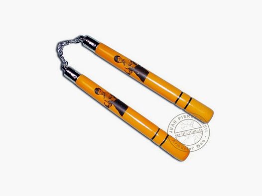 Houten Nunchaku Ketting - Bruce Lee - Donkergeel - 32 cm