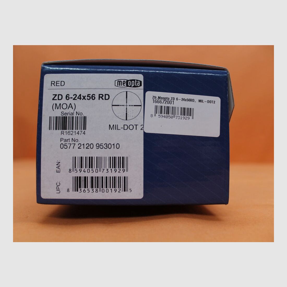 Meopta Meopta ZD telescopio 6-24x56 RD MOA MilDot2 reticolo illuminato (2.BE) 1/4MOA Click, tubo centrale da 30mm