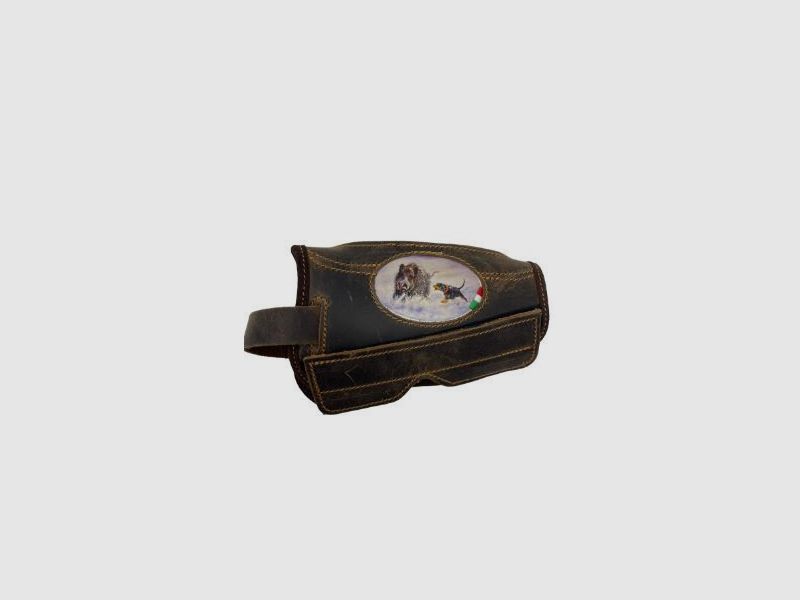 Optischer Alignierer Zauber der Leder für Büchse aus Leder mit höhenverstellbar und Wildschwein-Design mit Hund, Bild 1 von 7