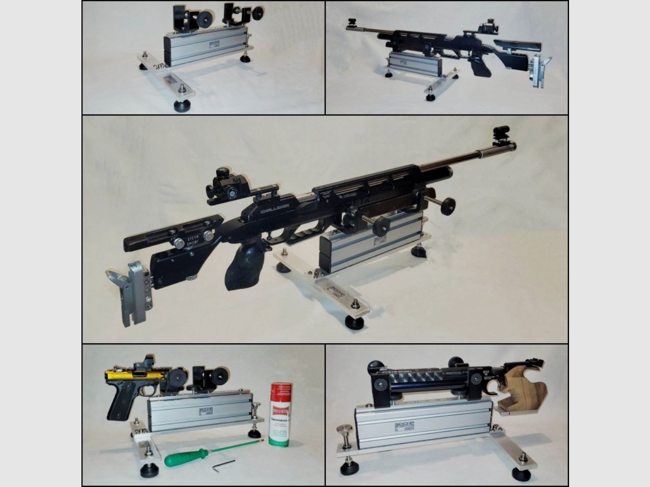 KGF Einschießvorrichtung, Einschießbock EVT-300 mit 2-facher Klemmung für Luft-Pistole und -Gewehr